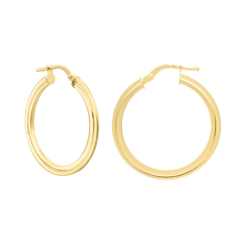 Vintage Gemstone Earrings-14K Gold Round Concentric Hoops