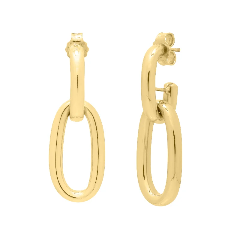 Luxury Earrings-14K Gold Link Drop Earrings