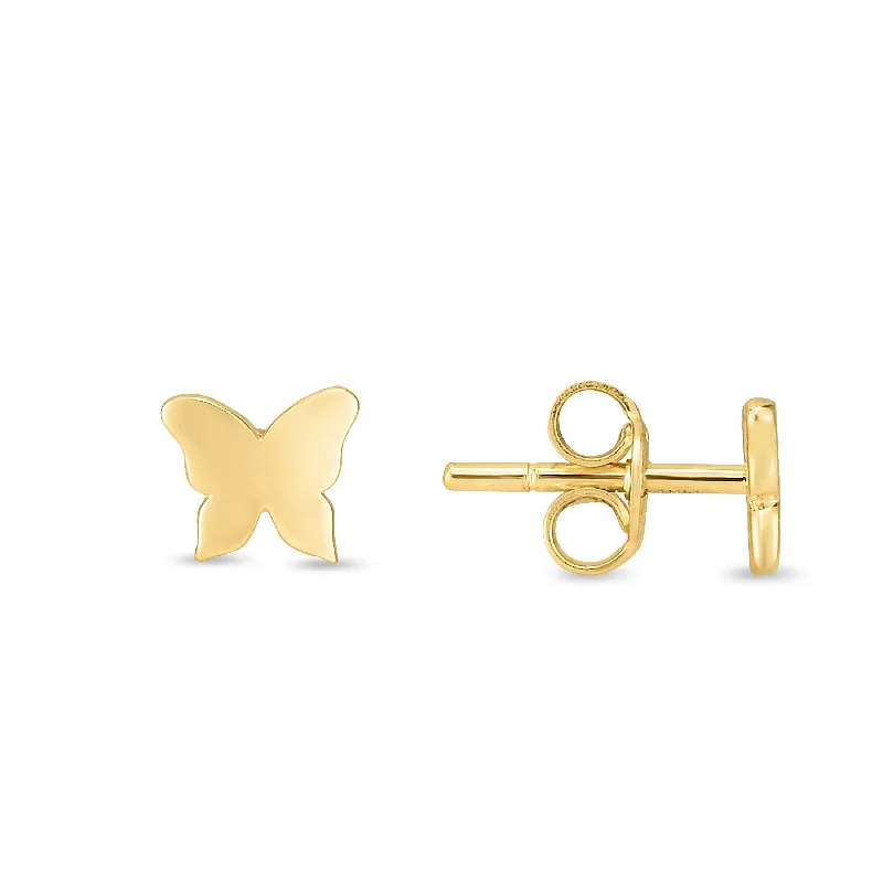 Handmade Silver Earrings-14K Gold Butterfly Stud Earring