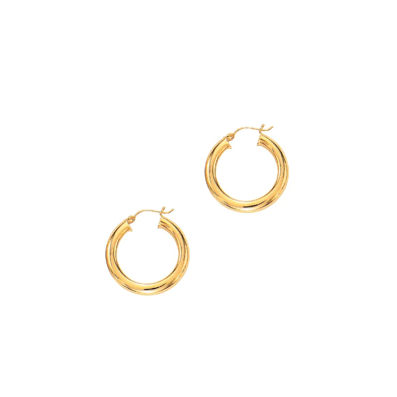 Simple Pearl Drop Earrings-14K Gold 5x30mm Hoops