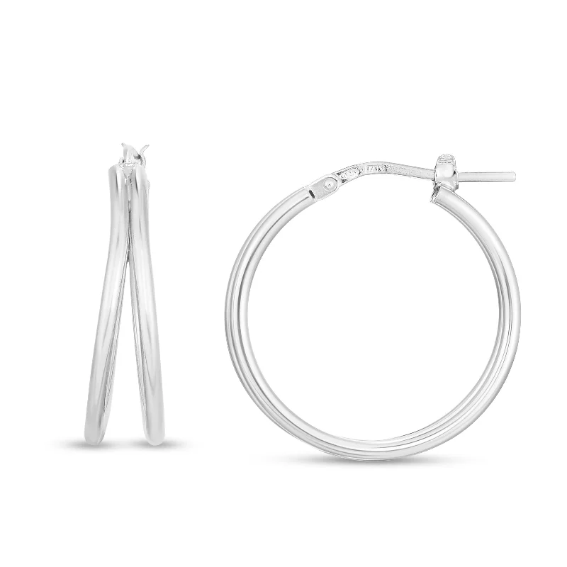 Boho Style Earrings-Silver 23mm Split Hoops