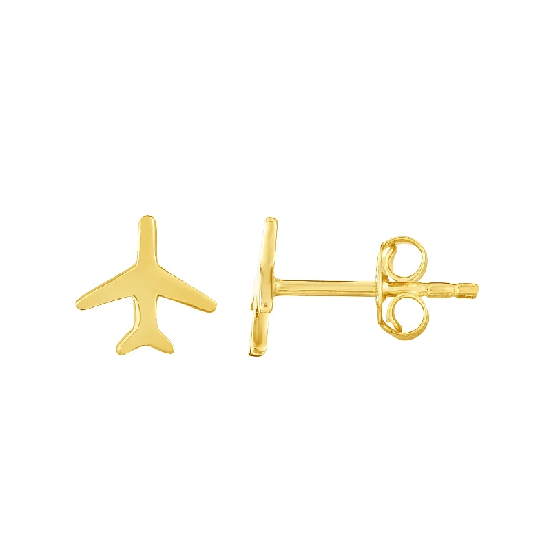 Artistic Drop Earrings-14K Gold Polished Airplane Stud Earring