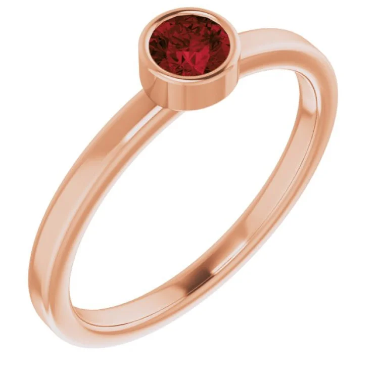 Custom Wedding Ring Designs-14K Rose 4 mm Natural Mozambique Garnet Ring