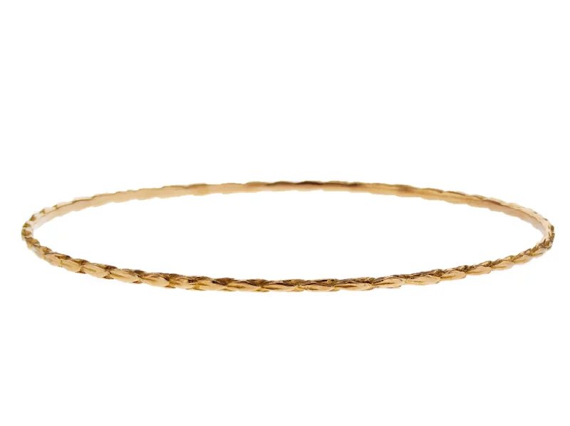 Bracelets For Men With Metal Details-Thin 18K Rose Gold Bangle Bracelet