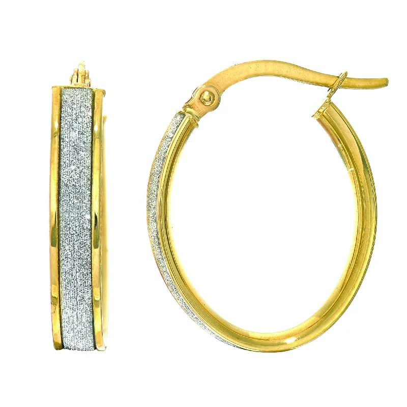 Trendy Pearl Earrings-14K Gold Glitter Hoop Earring