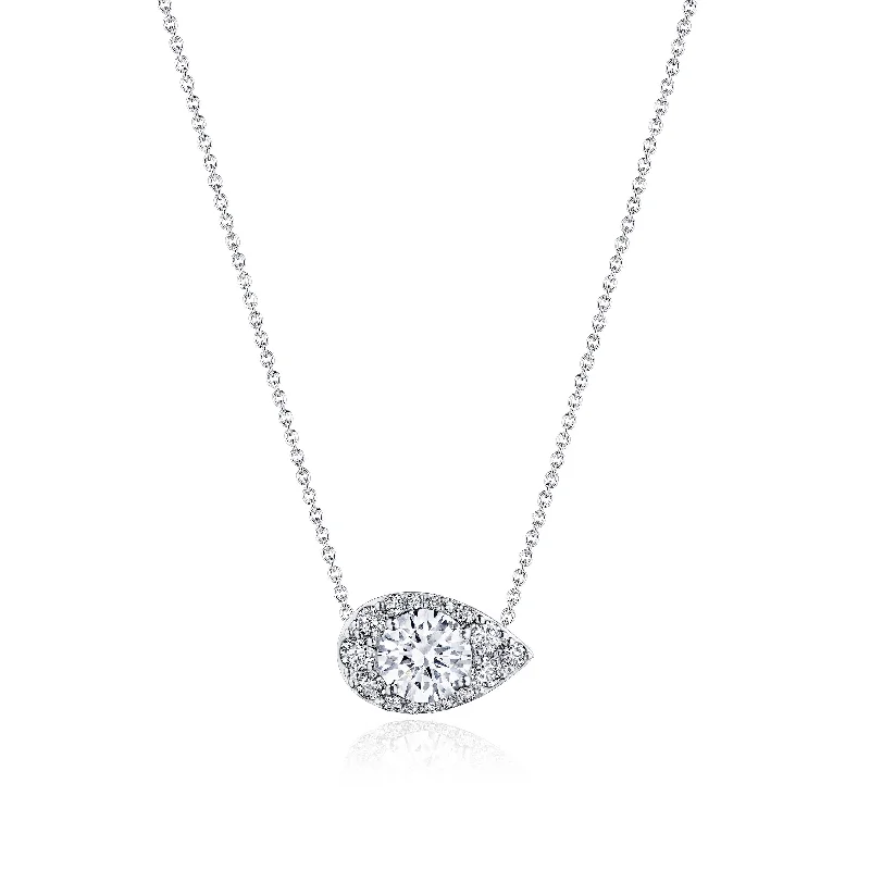 Silver Pendant Necklaces-TACORI Bloom | 17" Pear Bloom Diamond Necklace FP811ERDPS5