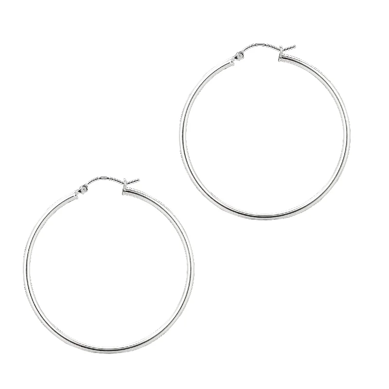 Fancy Stud Earrings-Silver 2x40mm Hoop Earring