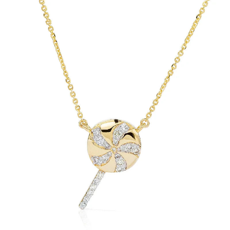 Eco-friendly Necklaces-14kt Gold 0.32ct Diamond Lollipop Necklace