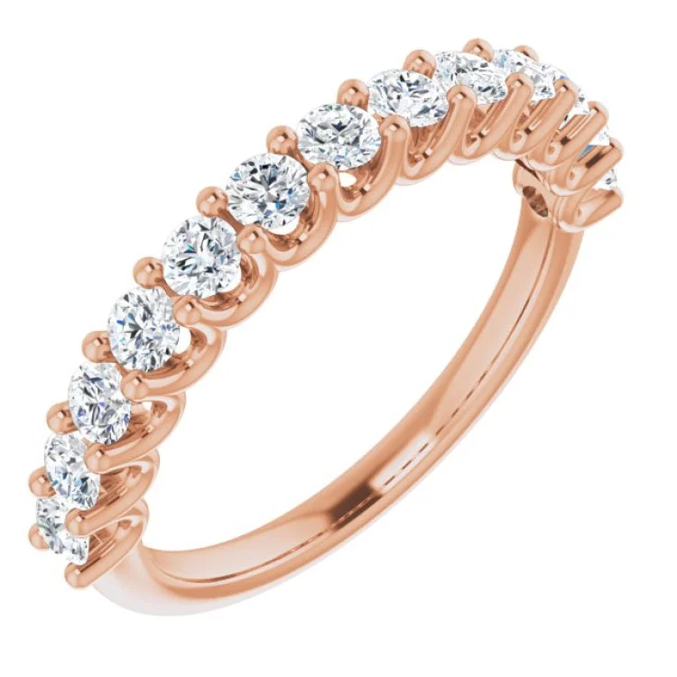 Large Gold Rings-14K Rose 9/10 CTW Lab-Grown Diamond Anniversary Band