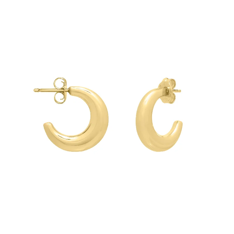 Large Hoop Earrings-14K Gold Puffy C Hoops