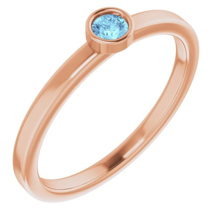 Eco-Friendly Engagement Rings-14K Rose 3 mm Natural Aquamarine Ring