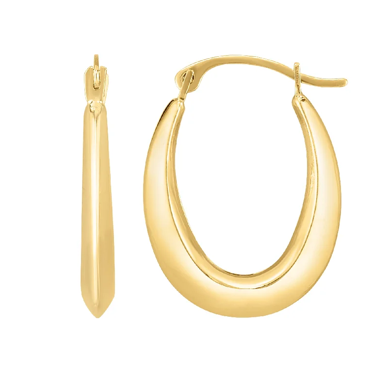 Elegant Gemstone Earrings for Men-10K Gold Oval Light Weight Hoop