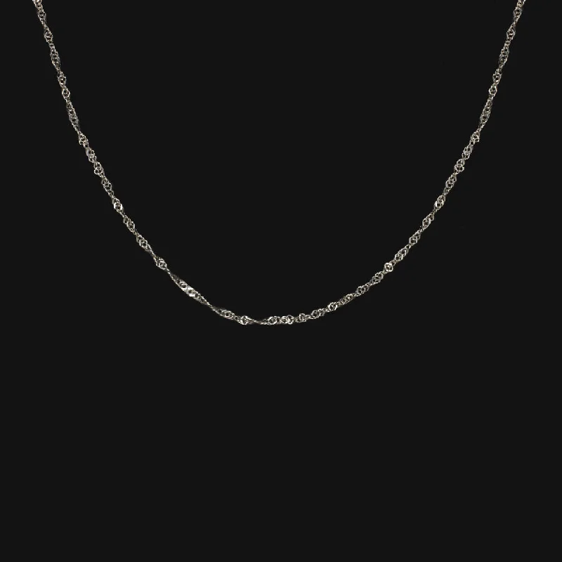 Gold and Silver Necklaces-14k WHITE GOLD PENDANT CHAIN 18in 0.78mm NECKLACE CLASSIC DAINTY THIN CURB ROPE