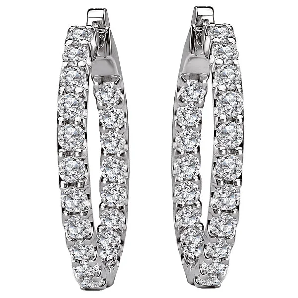 Elegant Gemstone Earrings-Ladies Fashion Diamond Hoop Earrings