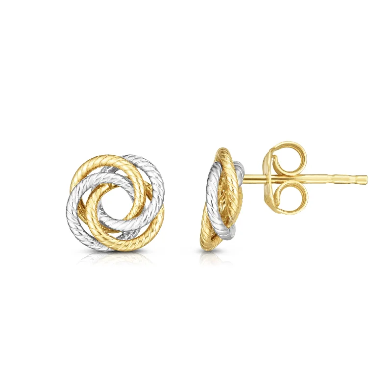 Simple Gemstone Earrings-14K Gold Multi-Row, Open Center Love Knot Stud Earring