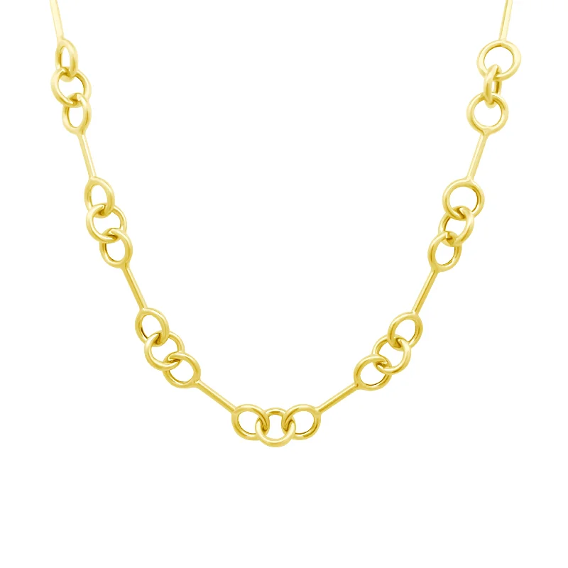 Crystal Necklaces-Petite Gold Bar Triple Round Chain Necklace