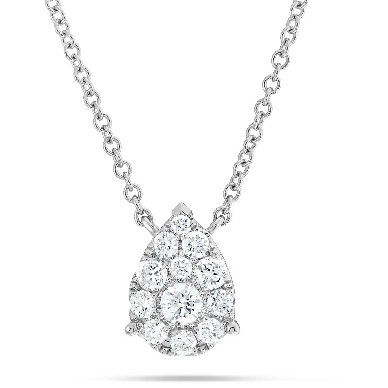 Heart Shaped Gold Necklaces-18K White Gold 0.39ct Diamond Tear Drop Necklace