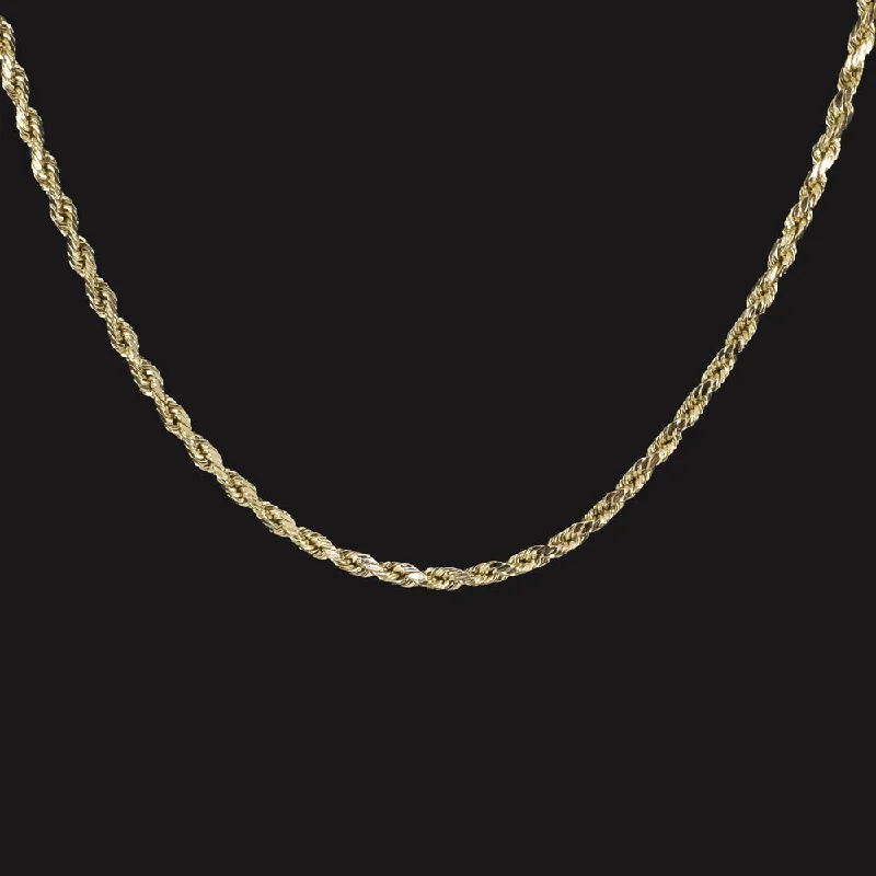 Women’s Necklaces-10k YELLOW GOLD ROPE CHAIN 16.5 INCH 1.2mm NECKLACE CLASSIC TWIST MENS LADIES