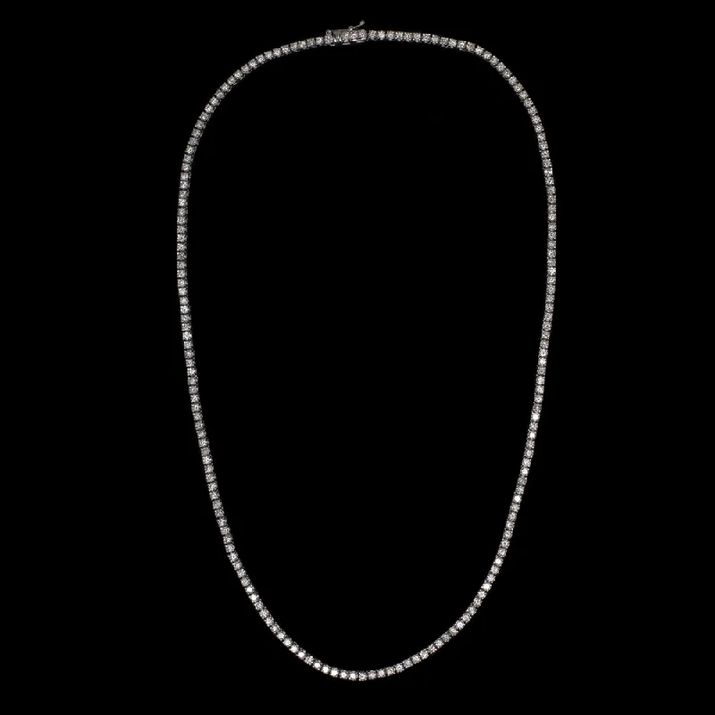 Simple Chain Necklaces-5 CARAT NATURAL DIAMOND RIVIERA NECKLACE 14K WHITE GOLD VERY GOOD CUT TENNIS