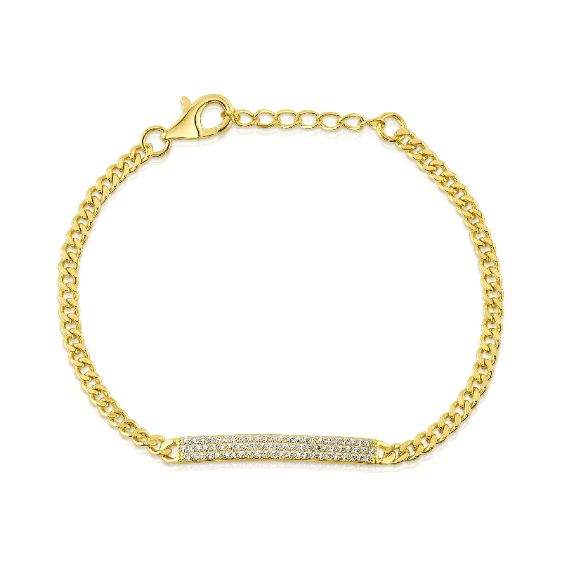 Leather Bracelets-BEAMING BAR LINK BRACELET, GOLD