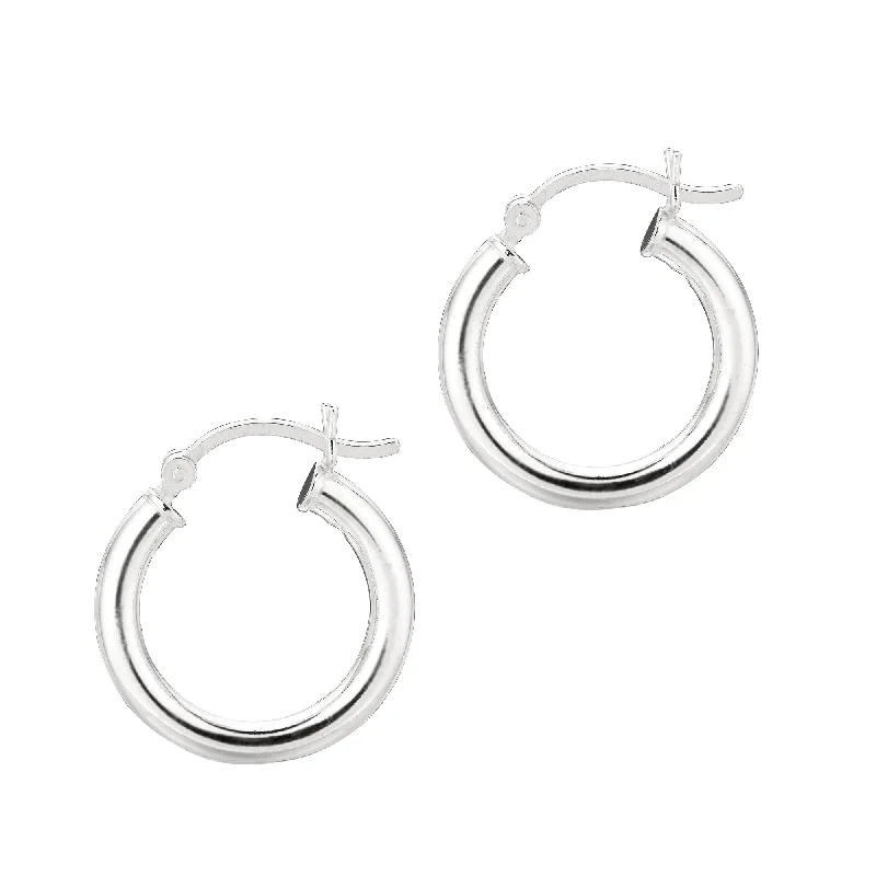 Silver Ear Cuffs-Silver 3x15mm Hoop Earring