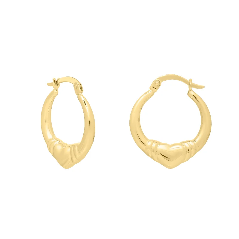 Spherical Earrings-14K Gold Medium Heart Hoops