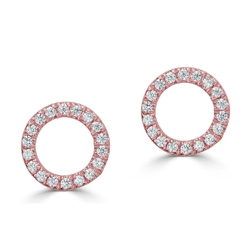 Large Diamond Earrings-EMILIQUE 14KT GOLD 0.12 CTW DIAMOND OPEN CIRCLE EARRINGS