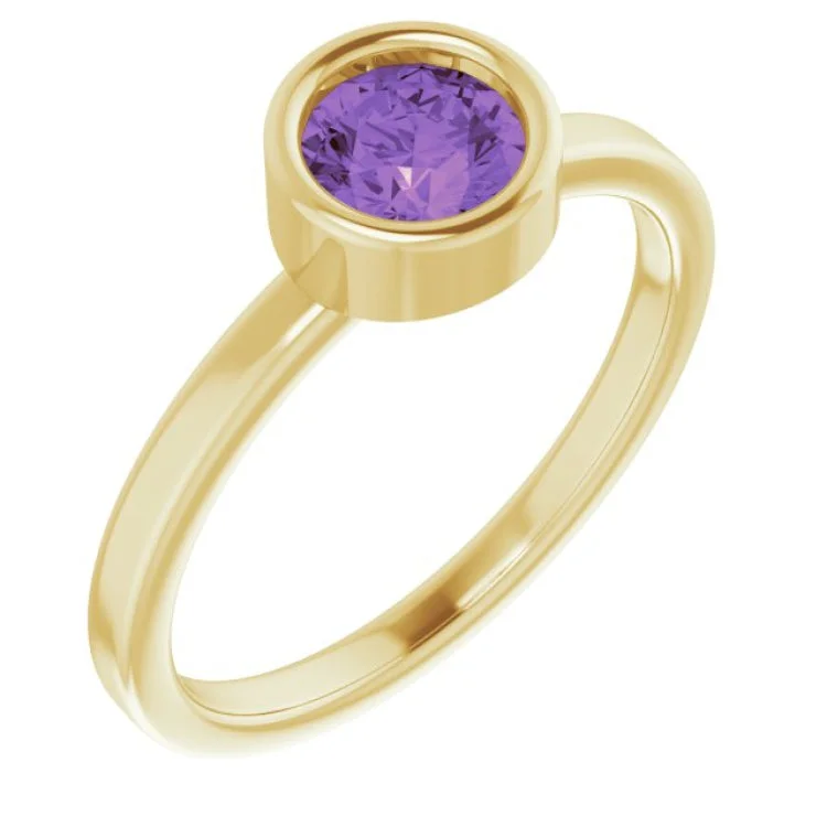 Engagement Rings With Pearls-14K Yellow 5.5 mm Natural Amethyst Ring