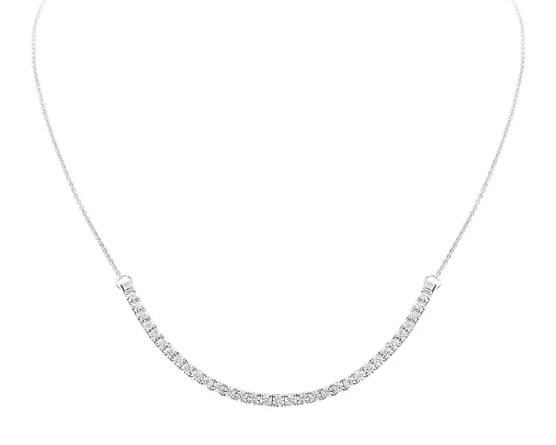 Heart Pendant Necklaces-18K WHITE GOLD 34 FULL CUT DIAMONDS=0.85CTS 17" LINK NECKLACE