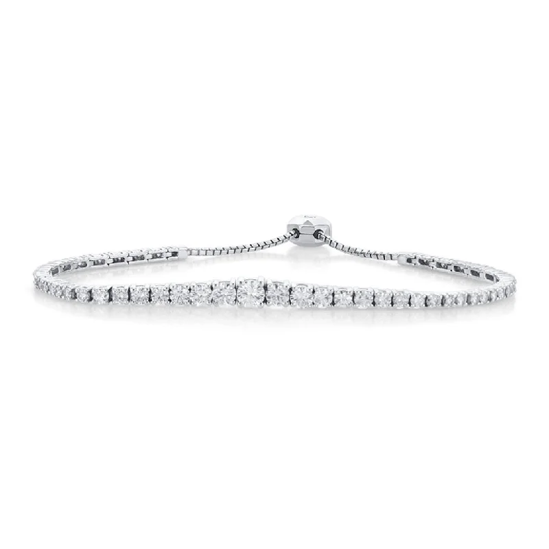 Bracelets With Baroque Pearls-1.82 Cttw Round Diamond Graduated 14K White Gold Bolo Tennis Bracelet