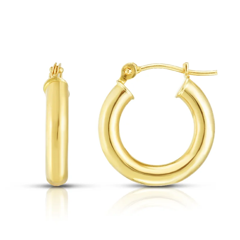 Luxury Earrings-14K Gold 3x15mm Hoops