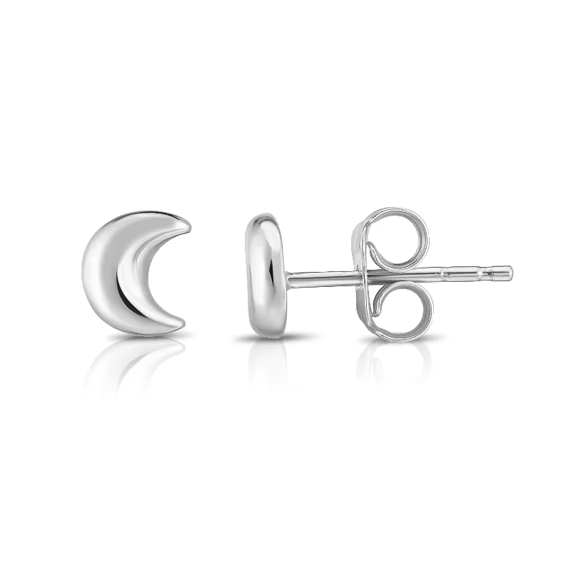 Custom Crystal Earrings-14K Gold Moon Stud Earring