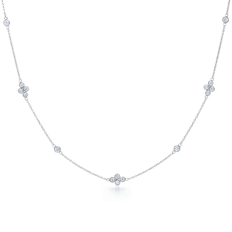 Birthstone Gold Necklaces-KWIAT Diamond Strings Quads Necklace N-DIASTRQUAD16-GROUP-18KW