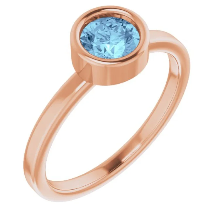 Men’s Rings-14K Rose 5.5 mm Natural Aquamarine Ring