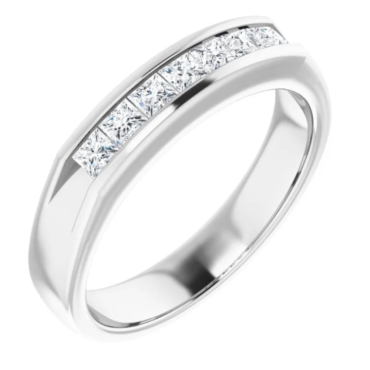 Men’s Wedding Bands-14K White 3/4 CTW Natural Diamond Ring