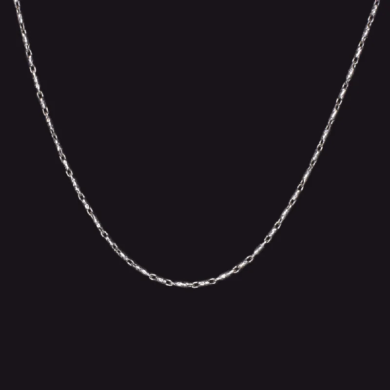 Cute Necklaces-SOLID 14K WHITE GOLD 16in BARREL CHAIN 0.8mm DAINTY CLASSIC LADIES NECKLACE THIN