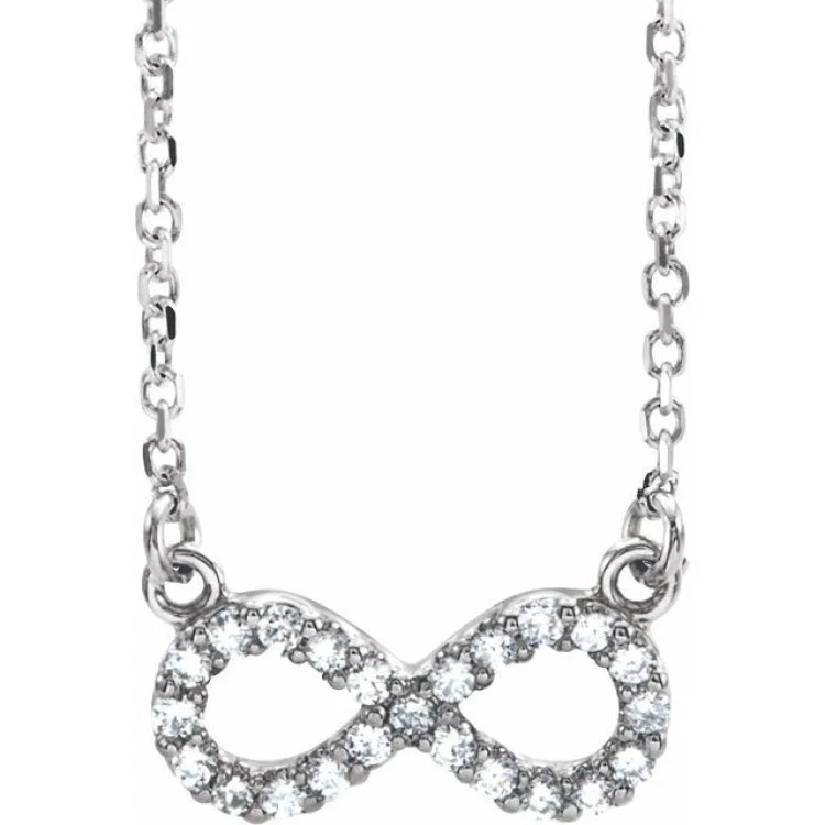 Lucky Charm Necklaces-14K White 1/10 CTW Natural Diamond Infinity 16 1/2" Necklace