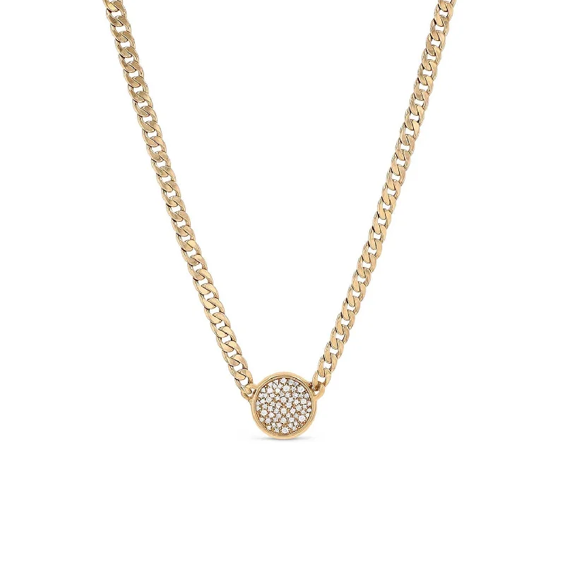 Gold Heart Necklaces-14k Round Diamond Cobblestone Pendant Necklace - 18"  NG002532