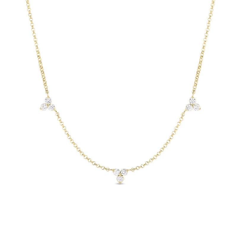 Personalized Bar Necklaces-Love by the Yard Diamond 3-Station Necklace in 18K Yellow Gold