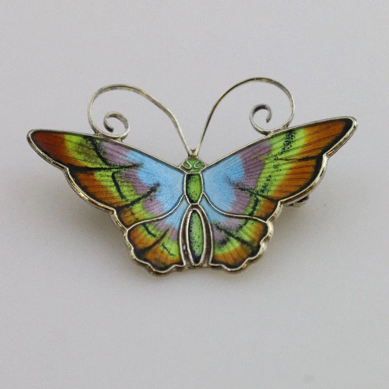 Brooch With Vintage Style-Vintage David Andersen Enamel Jewelry | Pastel Enamel Butterfly Brooch