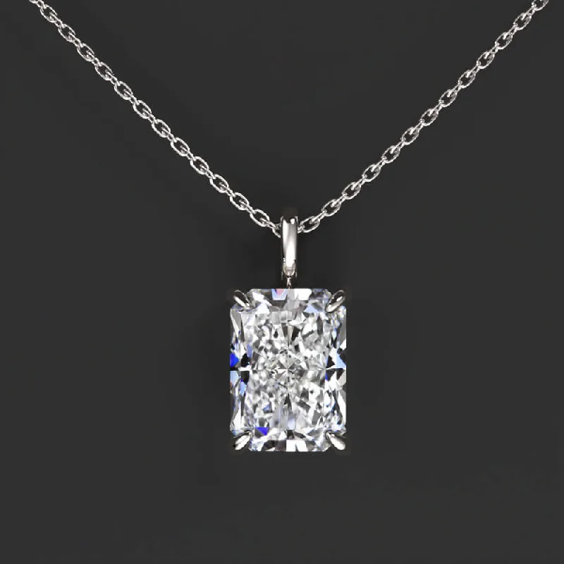 Nature-inspired Necklaces-2ct E VS1 RADIANT CUT LAB CREATED DIAMOND SOLITAIRE PENDANT NECKLACE WHITE GOLD