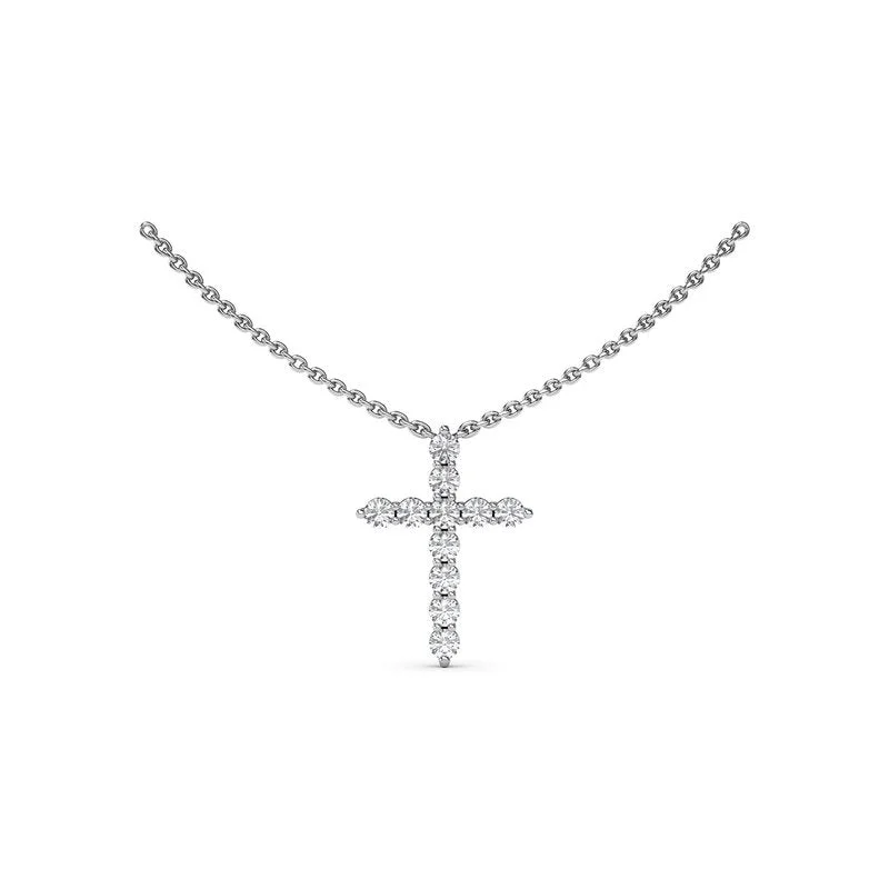 Star Pendant Necklaces-Diamond Prong Cross Necklace N5115