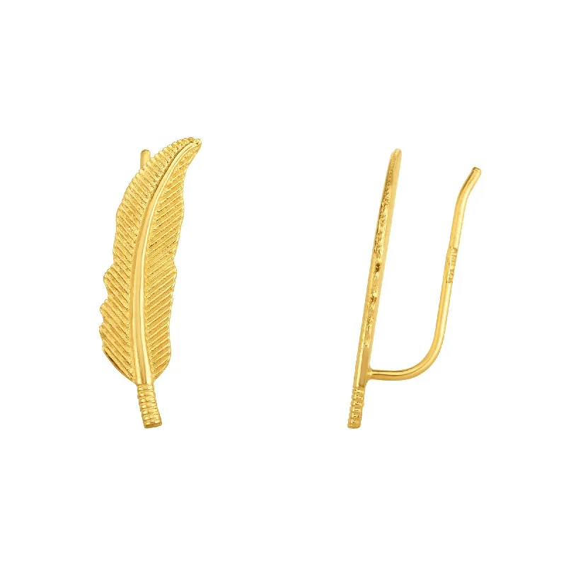 Bright Earrings-14K Gold Feather Ear Climber