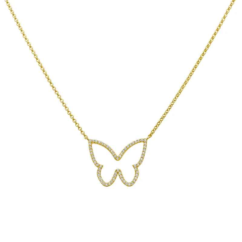 Bohemian Necklaces-Open Butterfly Diamond Necklace