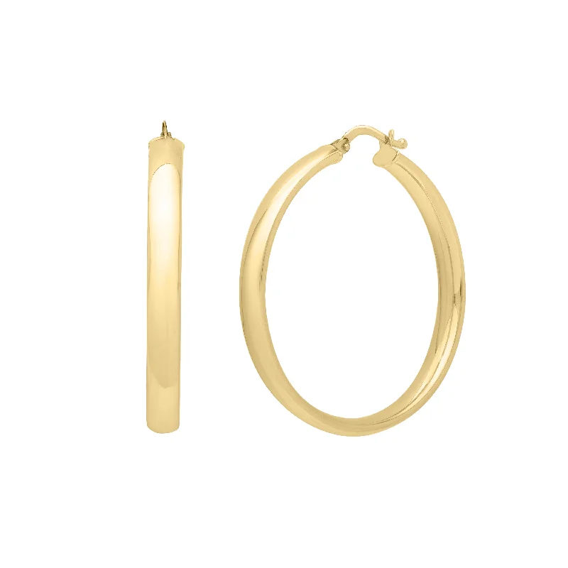 Elegant Drop Earrings-14K Medium Wedding Hoops