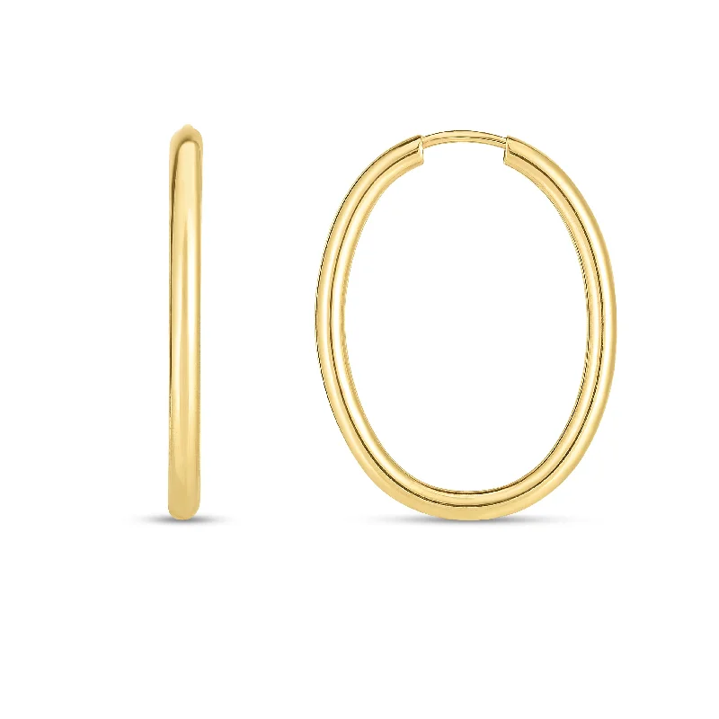 Modern Gold Earrings-14K Endless Oval Hoop