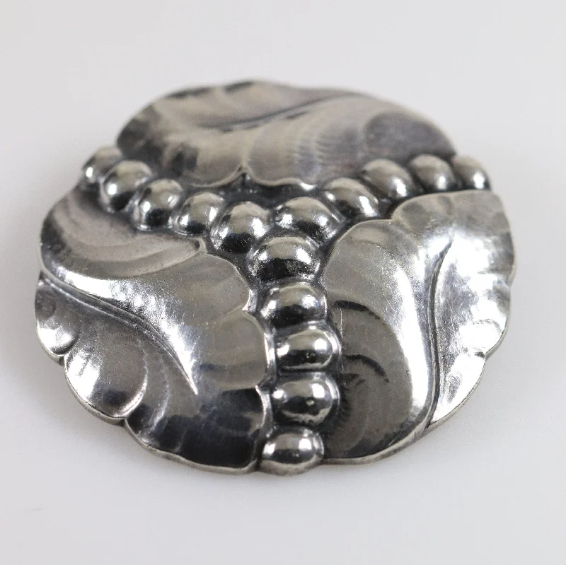 Brooch For Casual Outfits-Georg Jensen Jewelry | Large Grape Art Nouveau Silver Vintage Brooch 82C