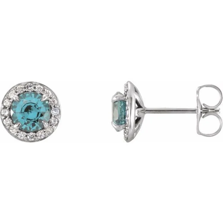 Natural Stone Earrings-14K White 4.5 mm Natural Aquamarine & 1/6 CTW Natural Diamond Earrings