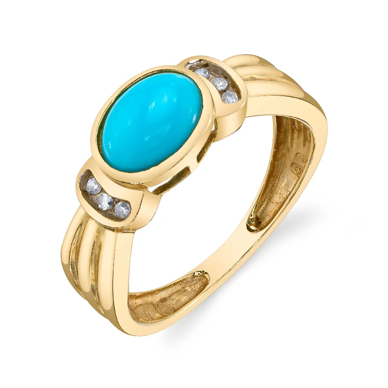 Elegant Wedding Rings-1990s Turquoise Diamond Ring