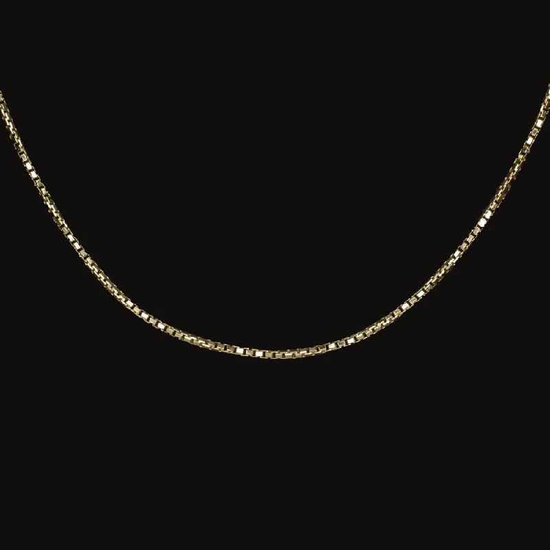 Turquoise Necklaces-SOLID 14k YELLOW GOLD BOX CHAIN NECKLACE 16in DAINTY 1.2mm THIN CLASSIC SLINKY